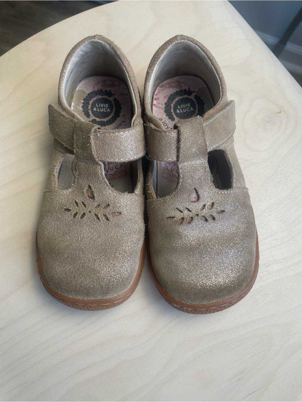 Livie & Luca Girls' Sparkle Mary Jane Shoes in Gold-Tan
